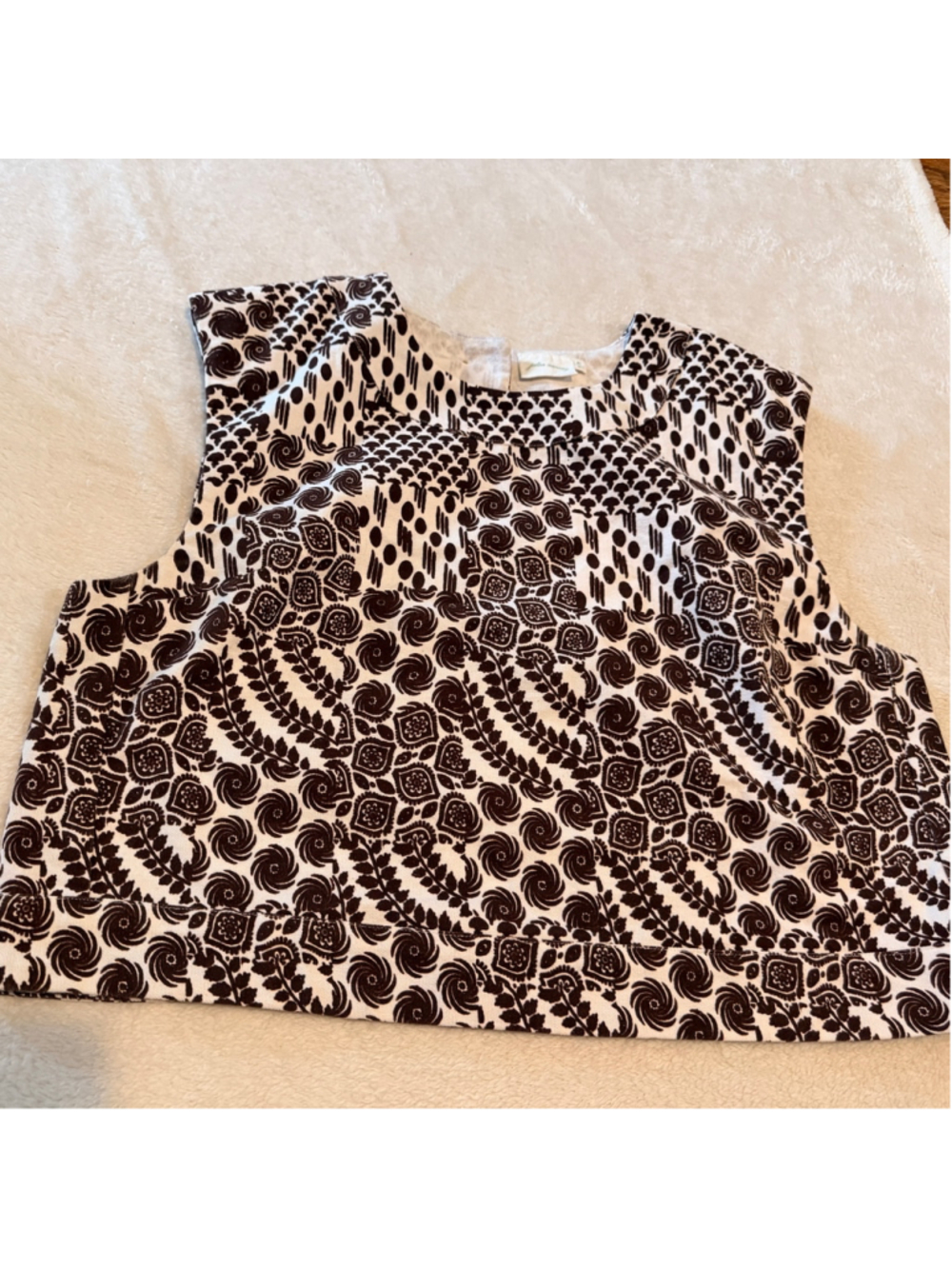 Julia Amory Tank Top XL White Brown Patterned Sleeveless Blouse